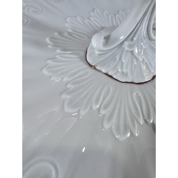 Lenox Ivory China Chateau Center Handle‎ Sandwich Tidbit Dessert Tray 24 K Gold - Picture 12 of 12